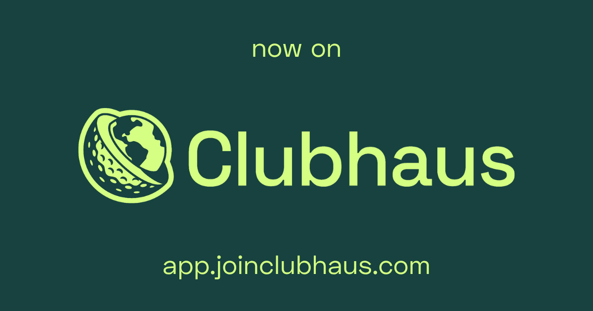 Wide Clubhaus announcement graphic with dark green background